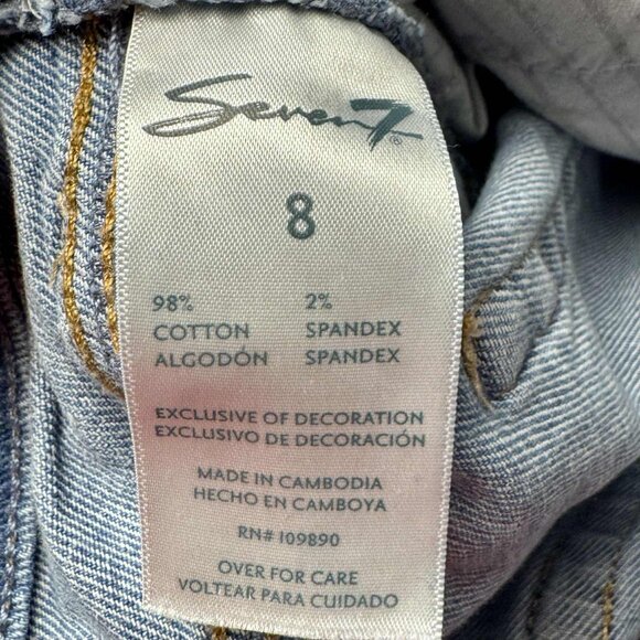 Seven7 Distressed Croopped Straight Leg Jeans Women’s Size 8 Light Wash - Picture 11 of 13